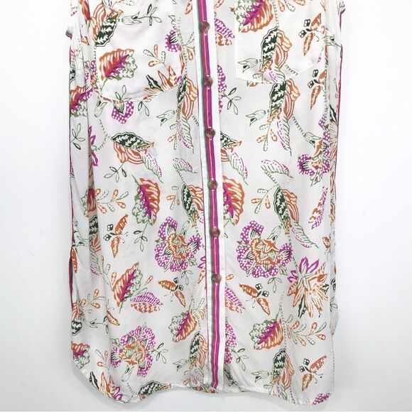 Anthropologie Akemi + Kin Ira Sleeveless Contrast Print Button Up Blouse - Picture 5 of 15
